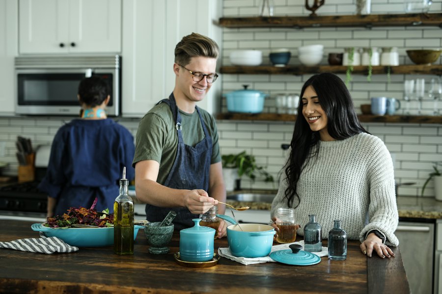 A restaurant team preparing food
